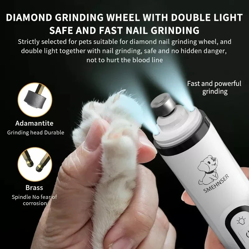 Electric Pet Nail Grinder with LED Light ā USB Rechargeable Dog & Cat Nail Trimmer, Painless Paw Grooming Clipper for Pets
