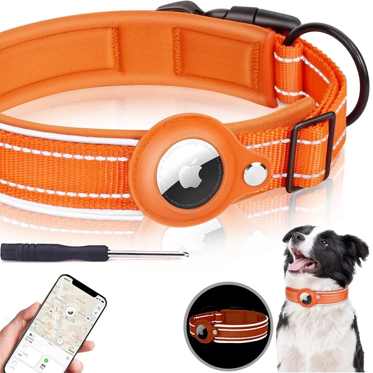 Waterproof Reflective Pet Collar for Apple AirTag – Anti-Lost Protective Tracker Holder for Dogs & Cats