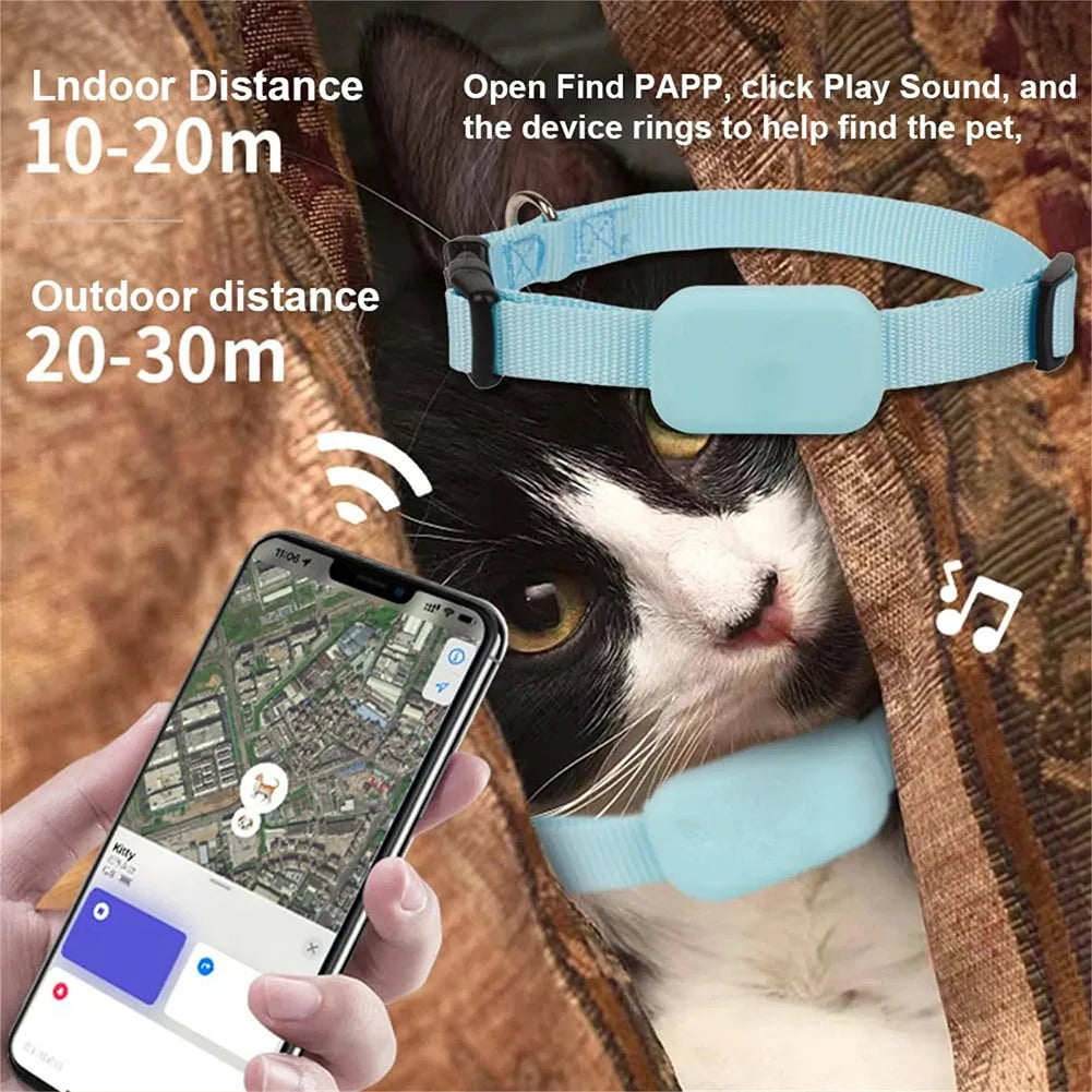 Waterproof Pet GPS Tracker – Dog & Cat Locator with Durable Silicone Collar, No Subscription Required, Lost Pet Recovery Device, Compatible with iOS & Android