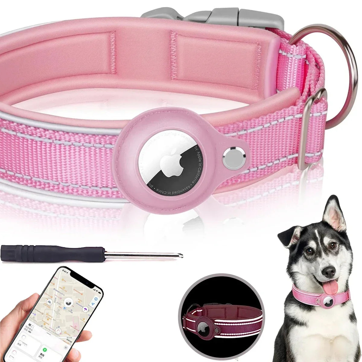 Waterproof Reflective Pet Collar for Apple AirTag – Anti-Lost Protective Tracker Holder for Dogs & Cats