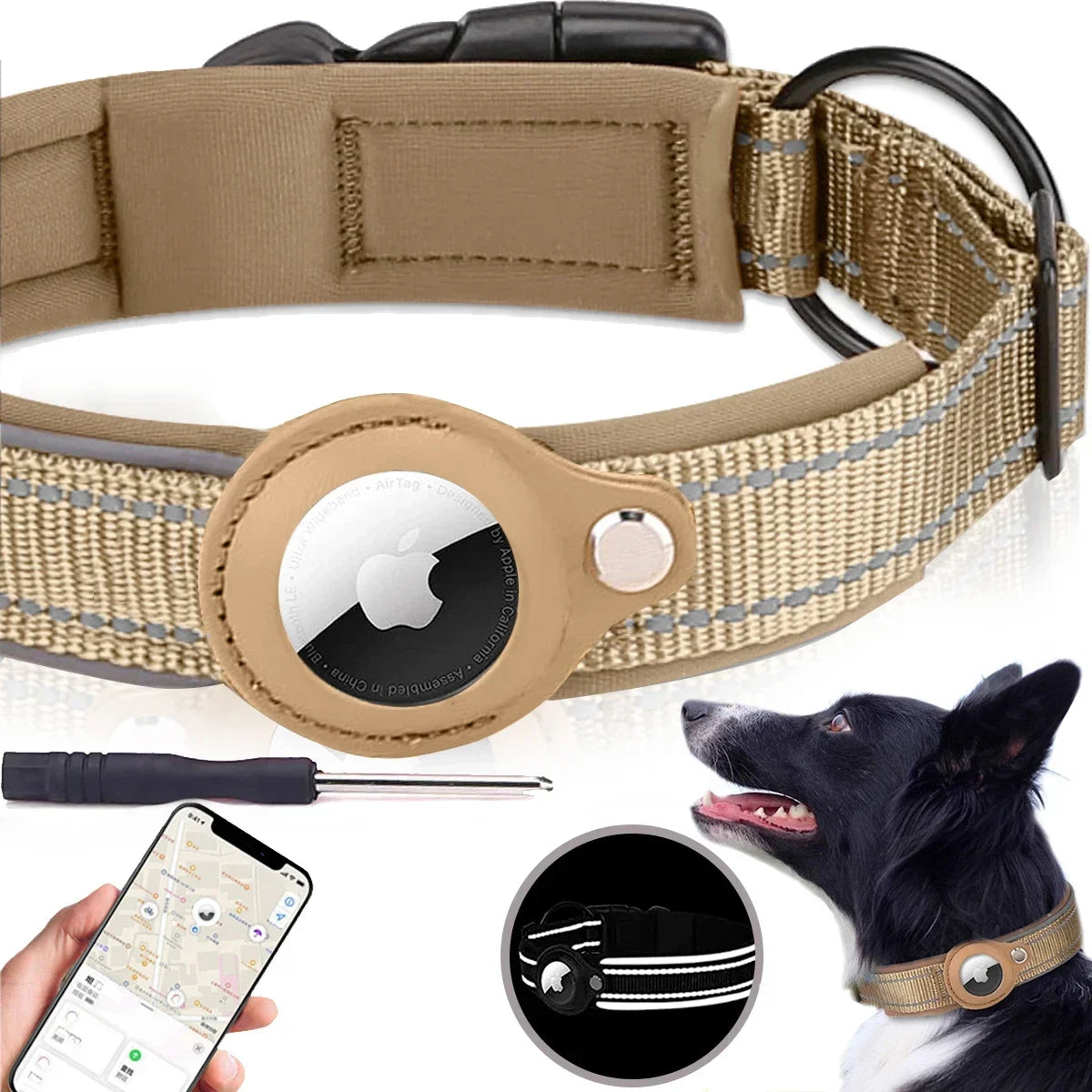 Waterproof Reflective Pet Collar for Apple AirTag – Anti-Lost Protective Tracker Holder for Dogs & Cats