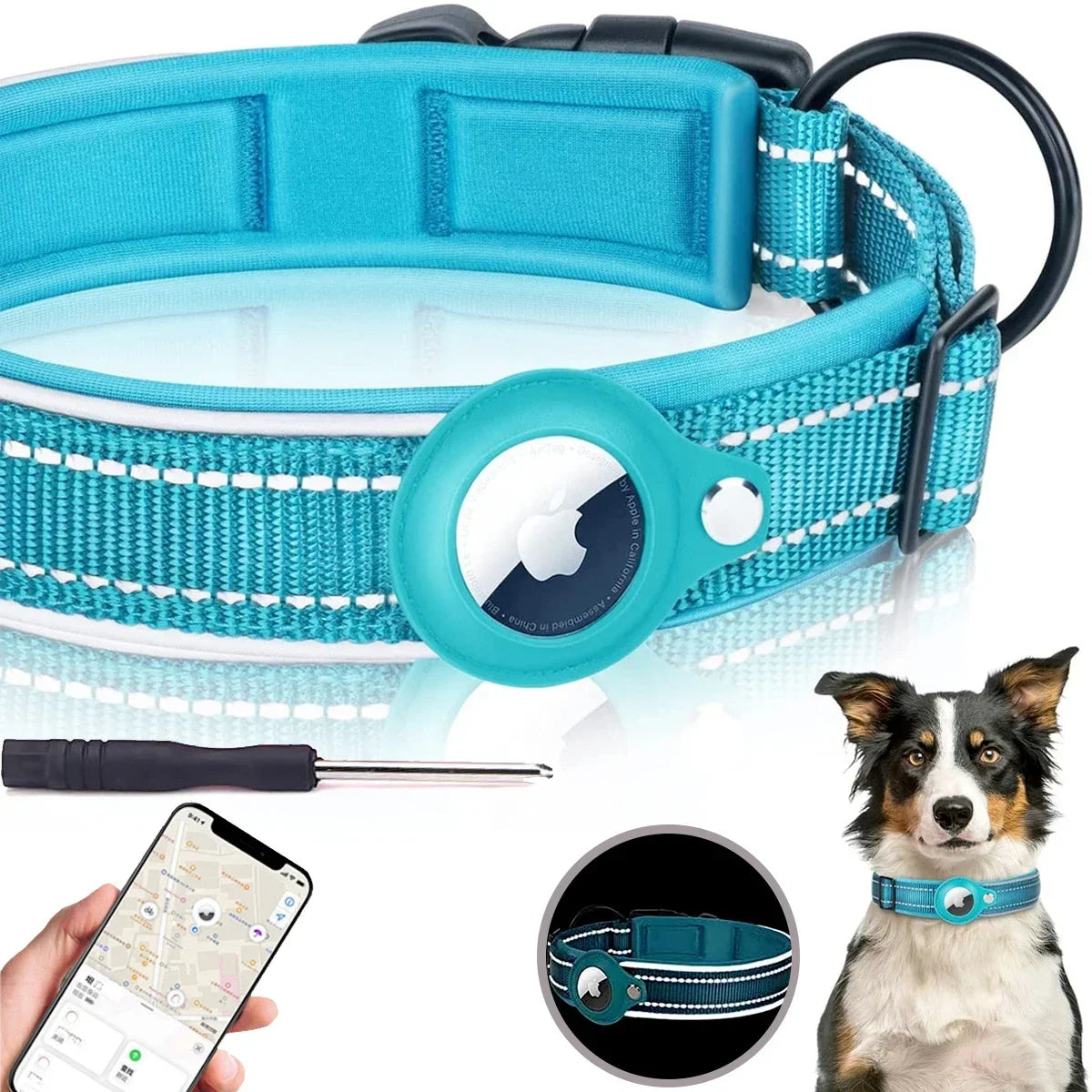 Waterproof Reflective Pet Collar for Apple AirTag – Anti-Lost Protective Tracker Holder for Dogs & Cats