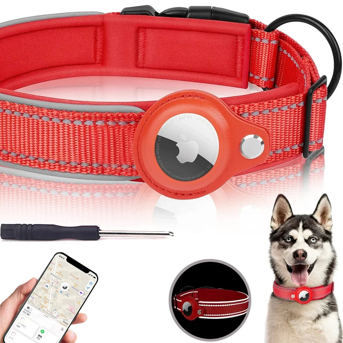 Waterproof Reflective Pet Collar for Apple AirTag – Anti-Lost Protective Tracker Holder for Dogs & Cats