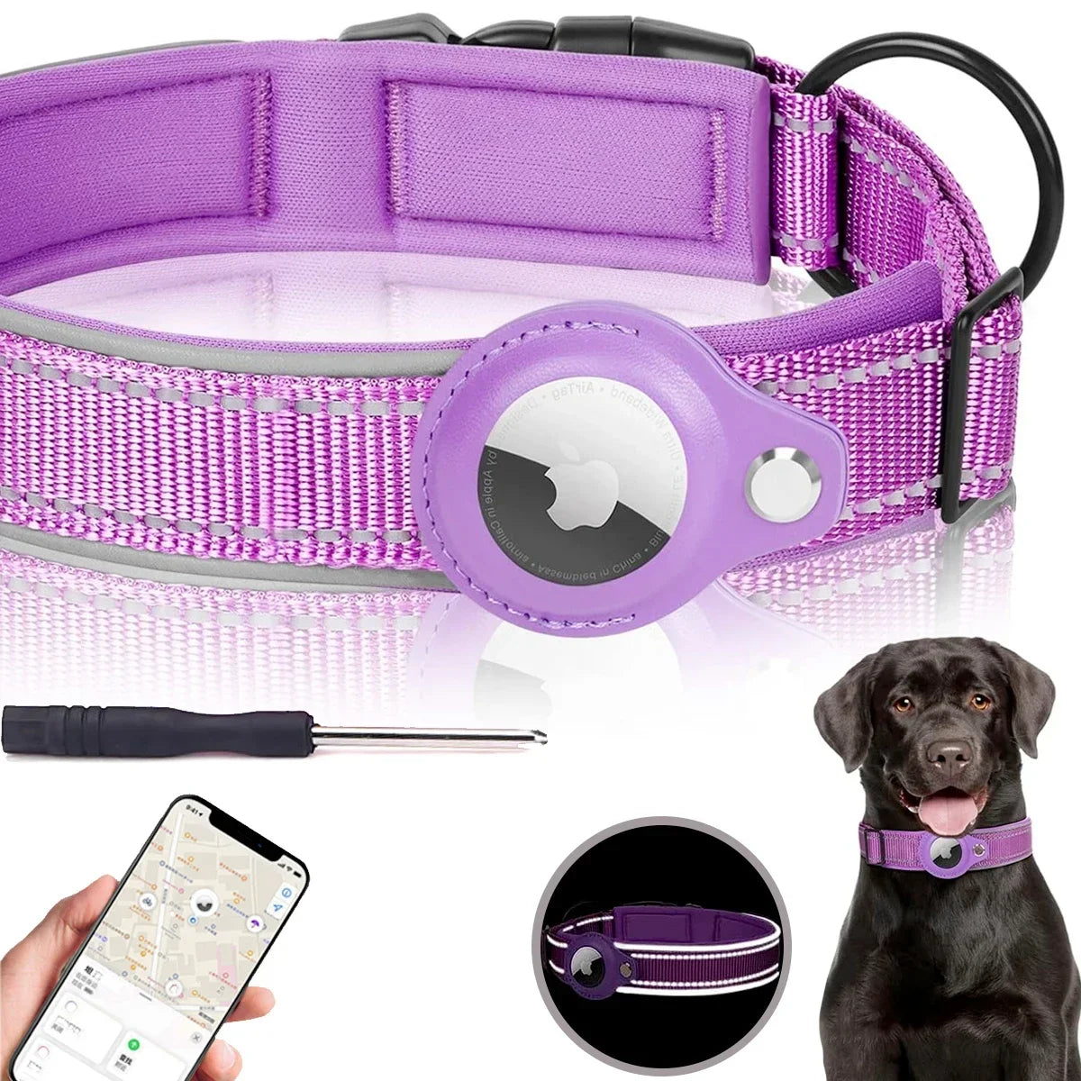 Waterproof Reflective Pet Collar for Apple AirTag – Anti-Lost Protective Tracker Holder for Dogs & Cats