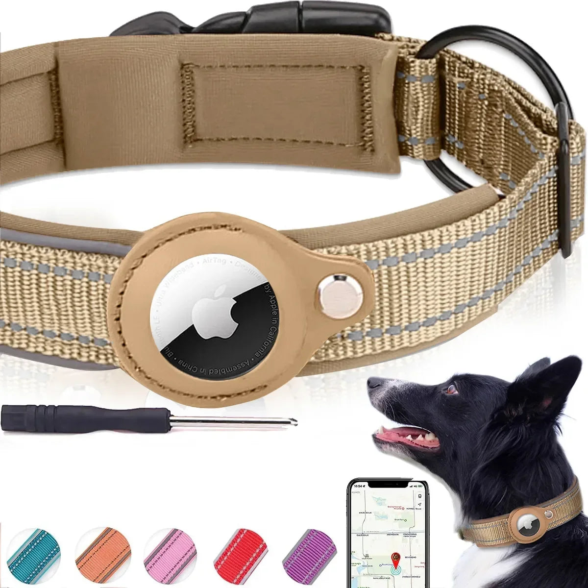 Waterproof Reflective Pet Collar for Apple AirTag – Anti-Lost Protective Tracker Holder for Dogs & Cats