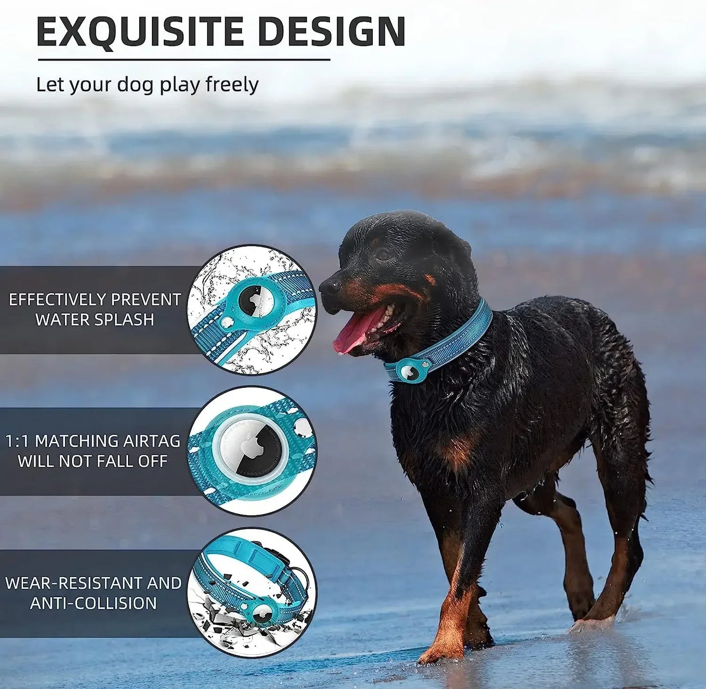Waterproof Reflective Pet Collar for Apple AirTag – Anti-Lost Protective Tracker Holder for Dogs & Cats